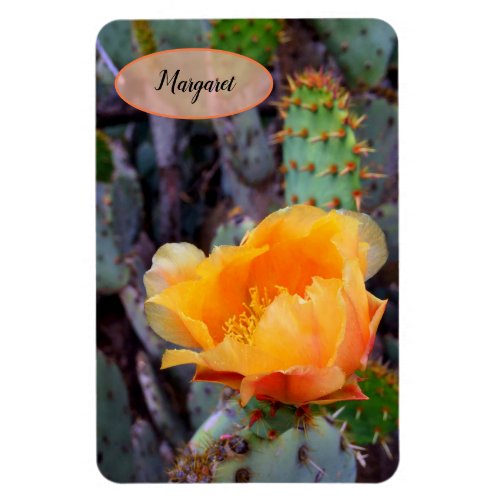 Orange Prickly Pear Opuntia Cactus Flower Photo Magnet