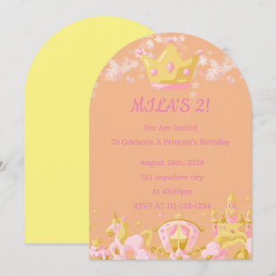Orange princess birthday invitation 