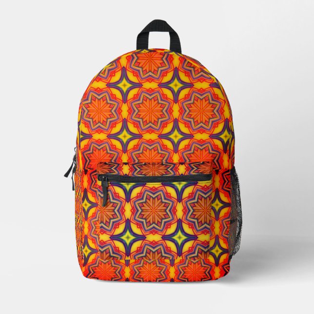 Orange Printed Backpack (Front)