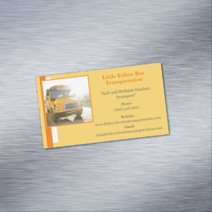 Orange Private Yellow School Bus Driver  Business Card Magnet