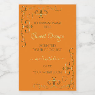 Orange Product Labels Gold Ornate Corner Borders