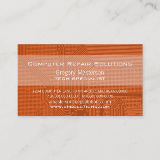 Customizable Orange Professional Circuit Business Card