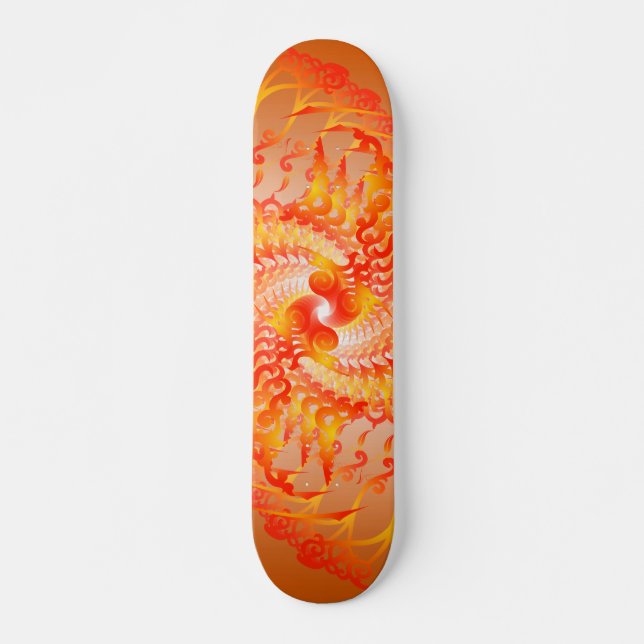 Orange Psychedelic Spirals: Skateboard Deck (Front)