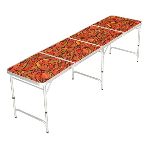 Orange Psychedelic Stained Glass Abstract Beer Pong Table