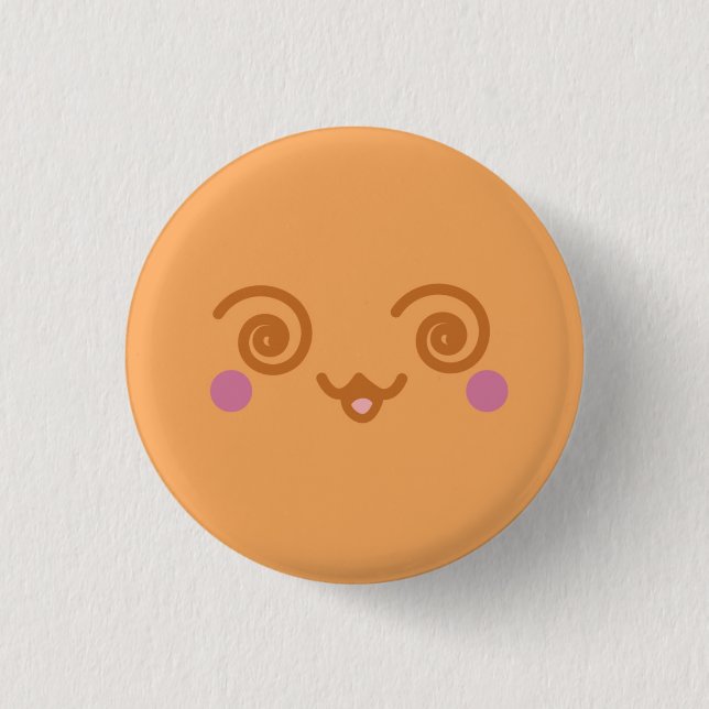 Orange Puff Face vers 2 Button (Front)