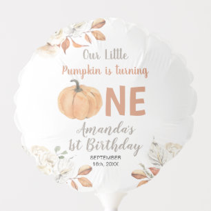 Orange Pumpkin 1st Birthday Rustic Floral Balloon