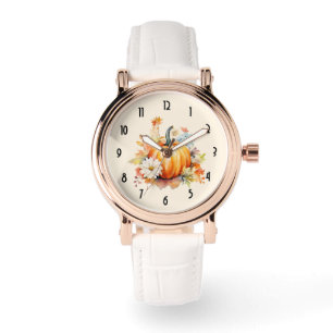 Orange Pumpkin and Flowers Autumn Watch