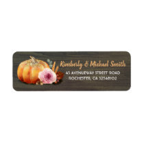 Orange Pumpkin and Pink Flower Rustic Fall Label