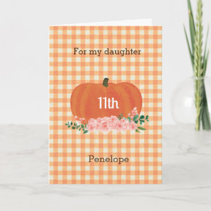 Orange Pumpkin Autumn 11th Birthday Card