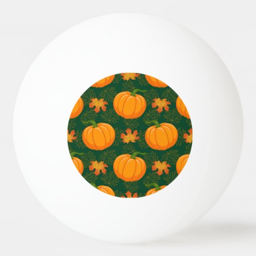 Orange Pumpkin Autumn Leaves Pattern Ping Pong Ball