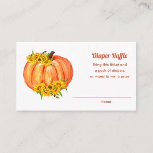 Orange Pumpkin Baby Shower Diaper Raffle Enclosure Card