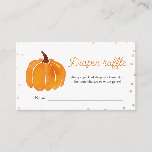 Orange Pumpkin  Baby Shower  Diaper Raffle Enclosure Card