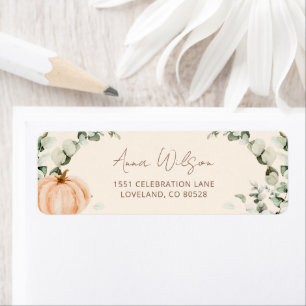 Orange Pumpkin Baby Shower Return Address Label