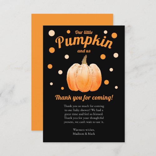 Orange Pumpkin Baby Shower Thank You Card