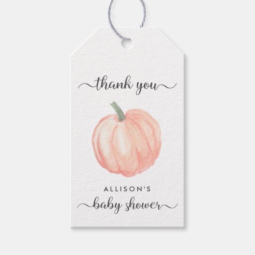 Orange Pumpkin Baby Shower Thank You Gift Tags