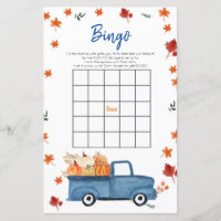 Orange Pumpkin Blue Truck Baby Shower Bingo Game