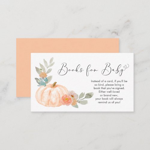 Orange Pumpkin Books For Baby Shower Enclosure Card