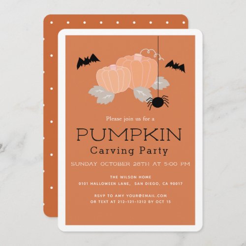 Orange Pumpkin Carving Party Halloween Invitation