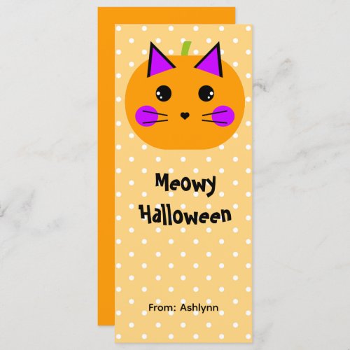 Orange Pumpkin Cat Halloween Bookmark