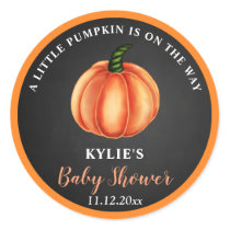 Orange Pumpkin | Chalkboard Baby Shower Classic Round Sticker