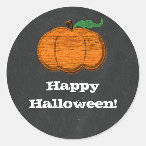 Orange Pumpkin Chalkboard Halloween Favor Classic Round Sticker