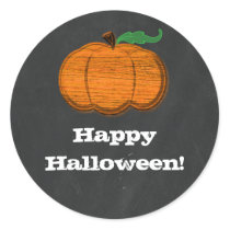 Orange Pumpkin Chalkboard Halloween Favor Classic Round Sticker