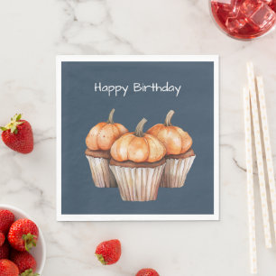 Orange Pumpkin Cupcakes Birthday Napkins