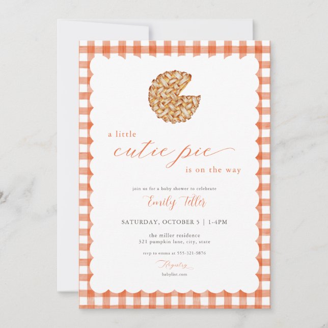 Orange Pumpkin Cutie Pie Baby Shower Invitation (Front)