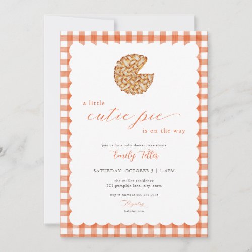 Orange Pumpkin Cutie Pie Baby Shower Invitation