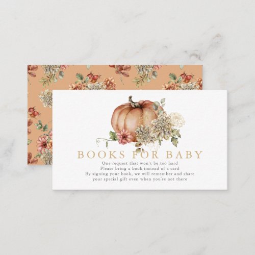 Orange Pumpkin  Dahlia Baby Shower Book Request Enclosure Card