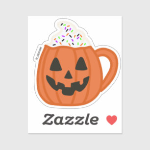Orange Pumpkin Face Mug Sticker