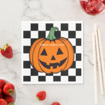 Orange Pumpkin Face Paper Napkin
