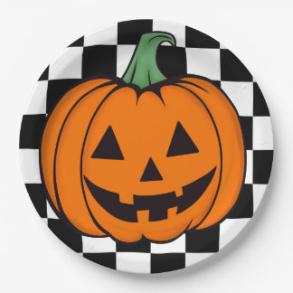 Orange Pumpkin Face Paper Napkin Plates