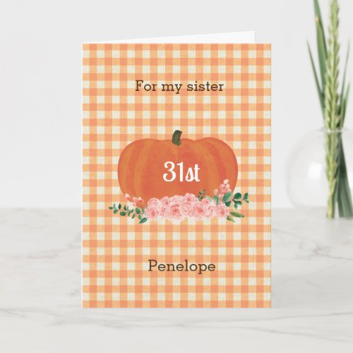 Orange Pumpkin Fall 31st Birthday Card