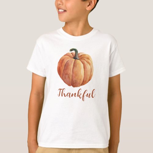 Orange Pumpkin Fall Autumn Thankful Thanksgiving T_Shirt