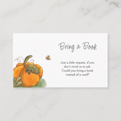 Orange Pumpkin Fall Baby Shower Bring a Book Enclosure Card