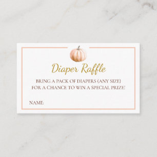 Orange Pumpkin Fall Baby Shower Diaper Raffle Card