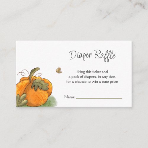 Orange Pumpkin Fall Baby Shower Diaper Raffle Enclosure Card