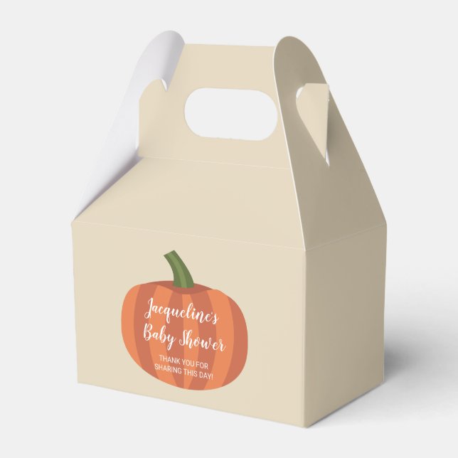 Orange Pumpkin Fall Baby Shower Favor Boxes (Front Side)