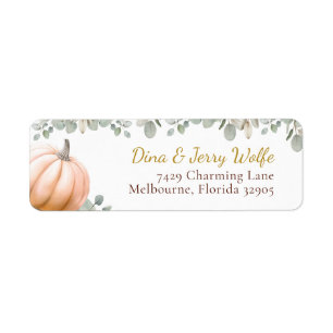 Orange Pumpkin Fall Baby Shower Return Address Label