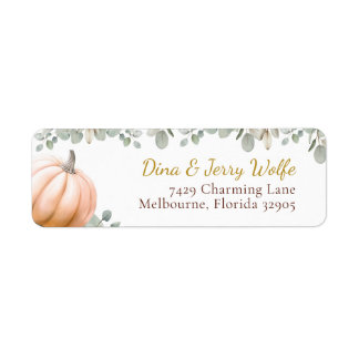 Orange Pumpkin Fall Baby Shower Return Address Label