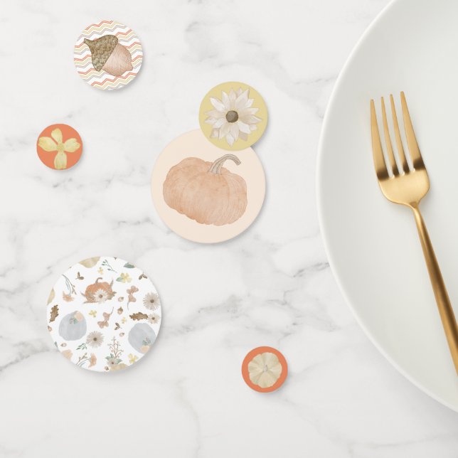 Orange Pumpkin Fall Baby Shower Table Confetti (Group)