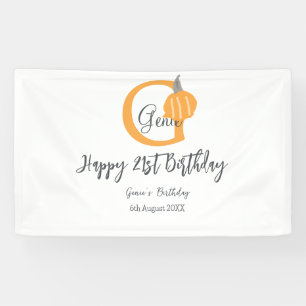 Orange pumpkin fall birthday 21st gray pastel fall banner