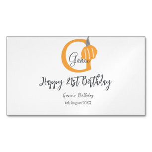 Orange pumpkin fall birthday 21st gray pastel fall business card magnet