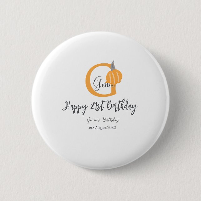 Orange pumpkin fall birthday 21st gray pastel fall button (Front)