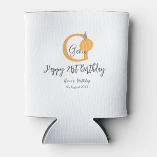 Orange pumpkin fall birthday 21st gray pastel fall can cooler