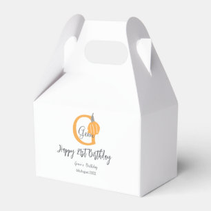 Orange pumpkin fall birthday 21st gray pastel fall favor boxes