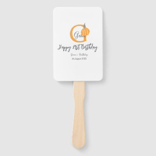 Orange pumpkin fall birthday 21st gray pastel fall hand fan