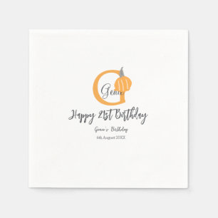 Orange pumpkin fall birthday 21st gray pastel fall napkins