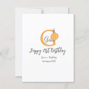 Orange pumpkin fall birthday 21st gray pastel fall postcard